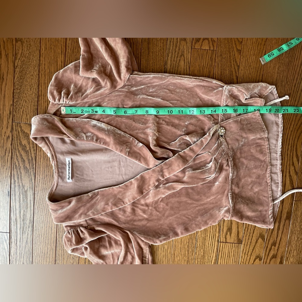 REFORMATION Anastasia Velvet Wrap Top - Picture 16 of 16